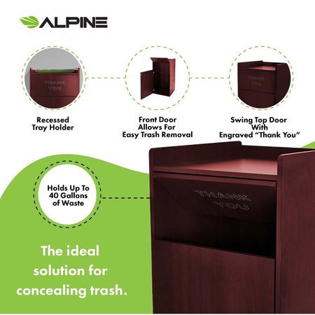 Alpine Industries Trash Can, Mahogny, MFC Melamine ALP476-MA